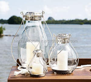 <b>Red</b> Color Iron T Light Candlestick Lantern For Garden and Home Decor - Product Image 2