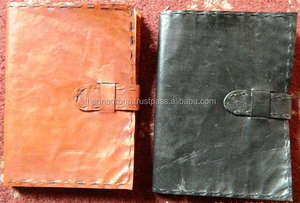 Wholesale Handmade plain side stitch with <b>belt</b> <b>thin</b> crush leather diary - Product Image 2
