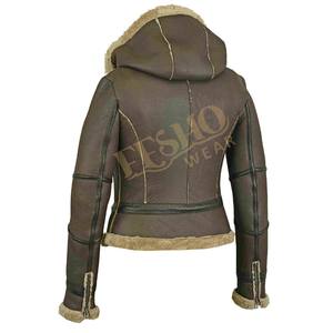 Luxury Elegant Comfortable <b>Heated</b> Breathable Shearling Sheep Skin Leather Motorcycle Racer <b>Jacket</b> <b>for</b> <b>Women</b> Knitted Winter - Product Image 2