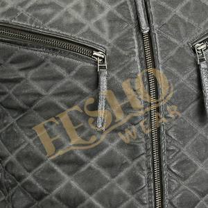 Veste de course en cuir véritable enduit rétro vintage pour hommes, fermeture éclair classique, col montant, vêtements d'extérieur décontractés pour l'hiver - Product Image 5