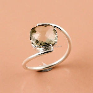 แหวนพลอยอเมทิสต์สีเขียวธรรมชาติเครื่องประดับชั้นดีทำด้วยมือสีเงินสเตอร์ลิง925ขายส่งจำนวนมากสำหรับงานแต่งงาน - Product Image 1