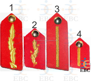 Insignia de Clip Gorget larga bordada a mano de oro rojo ecológica con botón de latón Clip de latón chapado en oro estándar profesional - Product Image 3