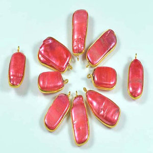 Color rojo 925 Plata Perla Conector Bisel chapado en oro Joyería de moda Colgantes y dijes - Product Image 3