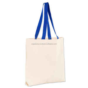 Bolsa de lona de compras de algodón ecológica con logotipo de punto impreso personalizado de gran oferta - Product Image 1