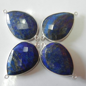 Conectores de piedra de moda unisex chapado en oro y Rodio, accesorios de joyería de piedras preciosas de lapislázuli de plata esterlina para regalo de fiesta de hombres - Product Image 6