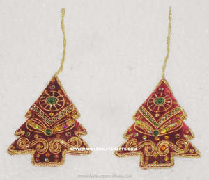 Tree Shape Zari Embroidery Christmas Hanging Ornament - Product Image 1