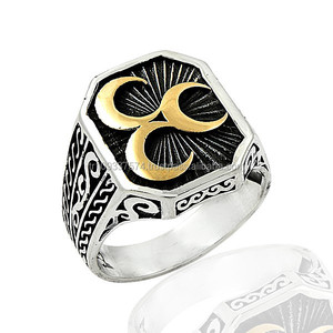925K Sterling Silver Crescent Men <b>Ring</b> - Product Image 1