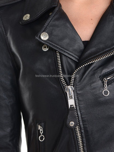 Women's Black Genuine Leather Motorcycle Jacket <b>Quilted</b> Breathable Elegant Warm Stylish Durable Autumn Winter Outerwear for All - Product Image 4