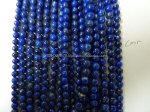 Perles à billes rondes naturelles en Lapis Lazuli Chaînes en acier inoxydable poli et lisse pour cadeau de collier de bijoux de mode - Product Image 5
