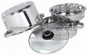 Ensemble multi-pots en acier inoxydable au design moderne avec couvercle en acier inoxydable - Product Image 3