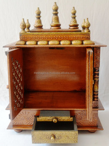 <strong>Best</strong> Hand Painted Copper Wooden <strong>Temple</strong> With Gate Traditional Pooja Mandir Wall Mounted Mandap Sheesham Wood Altar for Worship - Product Image 2