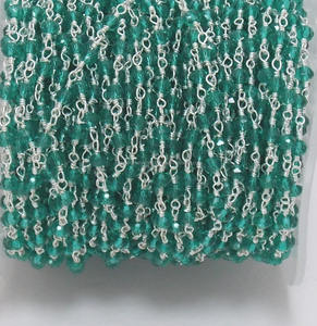 Quartz vert plaqué argent pierre naturelle pierre précieuse fil enroulé couches à la main pièce charme taille chaîne - Product Image 1