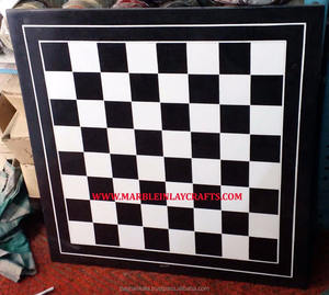 Haut de Table, nouveau Design d'échecs en marbre noir, incrustation de marbre - Product Image 1