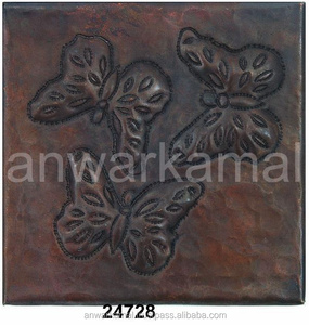 Tuile antique de conception de papillon de cuivre pour la décoration de mur intérieur moderne pour des applications d'hôtel - Product Image 2
