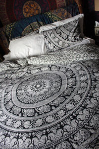 Indian Black Elephant Mandala Hippie Queen <b>Duvet</b> Cover 2 Pillowcases Ethnic Comforter Bed Sheet Set Disposable Home Feature - Product Image 5