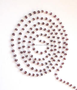 Garnet Gemstone Beads Silver Plated Wire Wrapped Rondelle Shape Natural Multi Gemstone Beaded Rosary Coin Charm Chain - Product Image 2