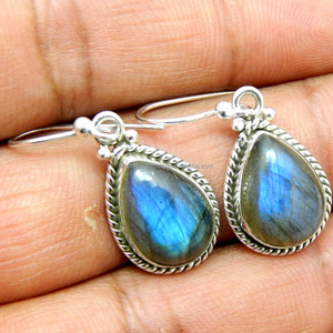 New Arrival 925 <b>Sterling</b> <b>Silver</b> Earrings Gold Plated with Labradorite Gemstone Fashion Jewelry Bulk Supplies for Wedding Party - Product Image 2