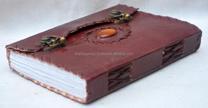 Cuaderno/Agenda de Cuero Genuino Hecho a Mano con Grabado de Piedra y Costura Lateral, Estilo Vintage, 200/100 Páginas, Doble Hoja, Venta al por Mayor - Product Image 3