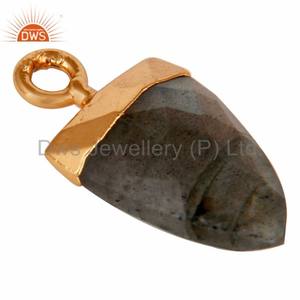 Pendentif en laiton avec pierres précieuses en labradorite naturelle Fournisseur de bijoux plaqués or pour femmes Cadeau pour sa collection délicate - Product Image 2