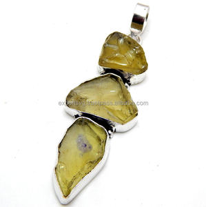 Pendentif de style classique en argent sterling 925 bijoux à la mode avec pierre précieuse brute de quartz citrine pour les occasions de fête - Product Image 2