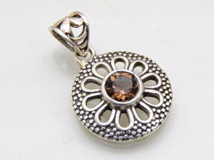 925 argent Sterling charmant Quartz fumé pierres précieuses pendentif femmes belle plaqué acier inoxydable religieux mode pendentifs breloques - Product Image 2