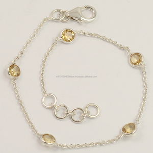 ที่ไม่ซ้ำกันธรรมชาติซิทริน925เงินสเตอร์ลิงอัญมณีสร้อยข้อมือ - Product Image 1