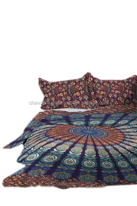ผ้าคลุมเตียงลายแมนดาลาแบบอินเดียผ้าปูเตียงแบบเรียบและปลอกหมอนที่เข้าชุดกัน2ชุดสำหรับโรงแรม - Product Image 2