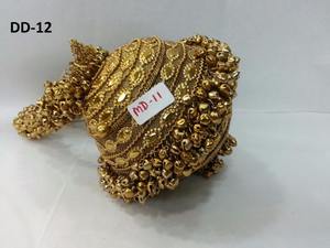 DD06 High Quality Ladies <b>Clutch</b> Stylish Beaded Stone Work <b>Gold</b> Silver Metal Handmade Evening Party Purse for Bridal Use - Product Image 6