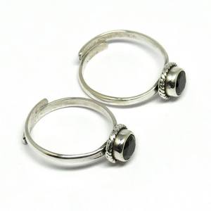 Bague d'orteil en argent Sterling 925 CZ noir, bijoux en argent, bijoux à la mode - Product Image 5