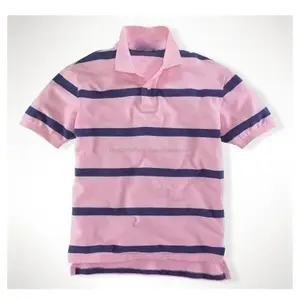 Mens Stripped Polo Shirt, 100% Ctn, 원사 염색 제거, 피케, 220 Gsm