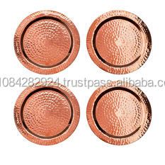 Sous-verres ronds classiques faits à la main en cuivre pur à 100 %, écologiques - Ensemble de 4, cadeau d'affaires, fabriqué en Inde - Product Image 2