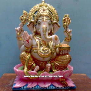 แฮนด์เมดพิเศษหินอ่อน Ganpati Bappa รูปปั้น - Product Image 1
