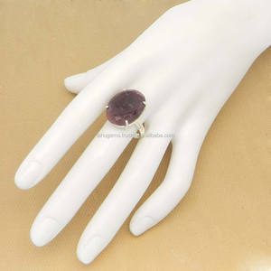 Juego de anillos de plata de ley 925, Gema de corindón de Rubí, corte ovalado - Product Image 5