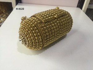 H4119 Pochette en métal faite à la main or argent sacs de soirée fourre-tout carré mode pierre perlée fête dames sacs à main achats en ligne - Product Image 4