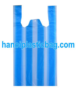 <b>Stripped</b> candy thin T shirt vest carrier poly plasticbags packaging - Product Image 2