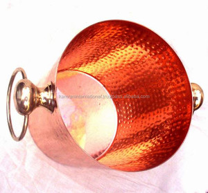 Cubo de hielo de cobre de estilo Vintage sin BPA, Enfriador de vino de Metal puro para cerveza, champán, fiestas de boda, portabotellas de PC - Product Image 2