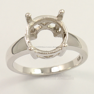 ตัวเลือกของคุณเอง12มม. กลมแข็ง925เงินสเตอร์ลิงหมั้นเป็นที่นิยมของปาร์ตี้สวมใส่กึ่งเมานต์แหวนกรงเล็บการตั้งค่าเครื่องประดับที่ดี - Product Image 5