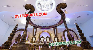 Pilliers en bois pour décoration de scène de mariage, thème paon, vintage, pour embellissement de mariage indien - Product Image 5