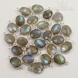 커넥터 LABRADORITE 보석 스털링 실버 팔찌 925 고체 니켈 및 무연 925 실버 보석 허용 천연 - Product Image 1