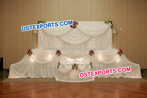 Mariage Brodé Coloré De Toile De Fond De Mariage De Nouvelle Conception Lehariya Toile De Fond D'étape De Mariage Asiatique Éclairé Rideau en Toile De Fond - Product Image 5