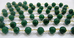 Émeraude ronde à facettes 6 mm chaîne perlée perles d'émeraude teintes chapelet chaîne-corindon perles fil enroulé chaîne prix de gros - Product Image 4