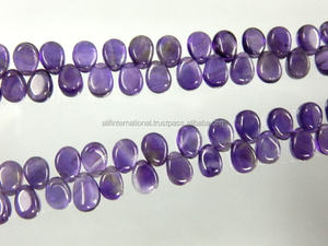 Briolette lisse poire gouttes améthyste perles de pierre violette en vrac pour la fabrication de bijoux - Product Image 2