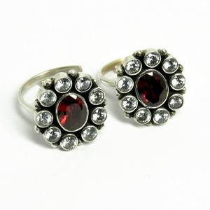 Design génial rouge cz_blanc CZ 925 bagues d'orteils en argent Sterling fabricant de bijoux indiens, bijoux en argent uniques - Product Image 2