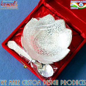 Diwali-tazón de servicio Chapado en plata con forma de loto, regalos de boda de la India, regalo de boda para invitados - Product Image 4