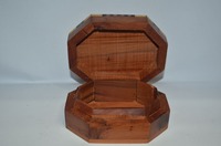 Boîte Cadeau Octogonale en Bois de Teck Poli de Luxe Marocain Artisanale, Haute Qualité, Logo Personnalisé, Art Populaire, Écologique