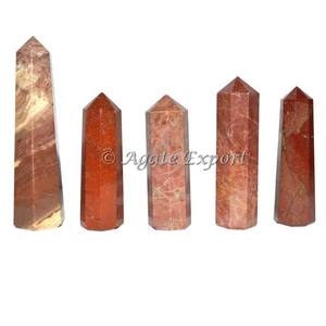 Red Jasper Obelisk Point <b>Feng</b> <b>Shui</b> <b>Crystal</b> Agate Gemstone with Floral Engraving Carved Obelisk Style - Product Image 1