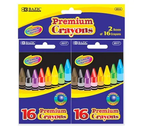 BAZIC 16 रंग प्रीमियम गुणवत्ता चित्रांकनी (2/पैक)