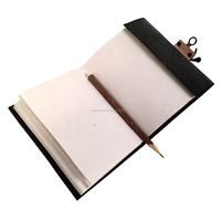 Carnet celtique en cuir véritable à 100%, noir, pentagramme, sorcellerie, reliure rigide, carnet de notes avec fermoir