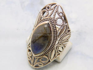Bague de fiançailles et de mariage classique en argent sterling 925 avec pierre précieuse labradorite de haute qualité pour femme - Product Image 3