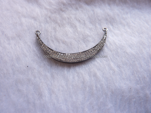 Silver moon shape accessories paved zircon connector <b>charm</b> <b>for</b> necklace <b>bracelet</b> - Product Image 2